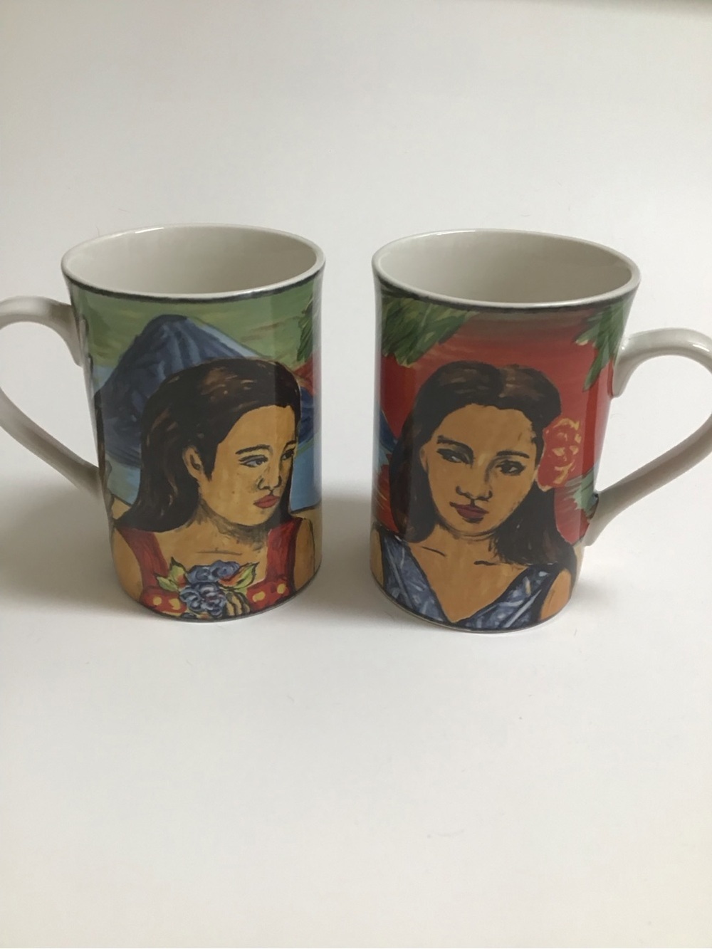 Sango Fantasy Island Coffee Mug Tea SET OF 2 Polynesian Girl 4875 Tropical 1996